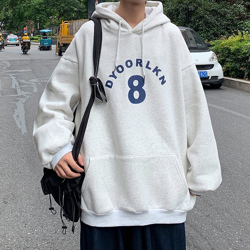 连帽原创潮牌原宿印花宽松套头男生纯色卫衣404-2-wy95图片