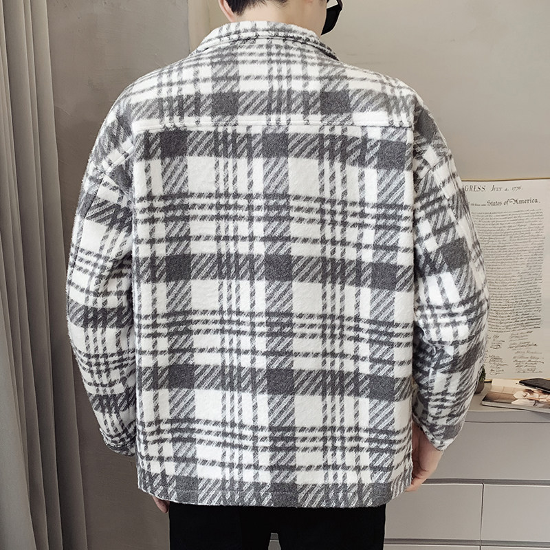 毛呢料格子外套春秋修身韩版潮流男生复古风衣外套409-2209-P105,男装风衣,星座409(原A307）