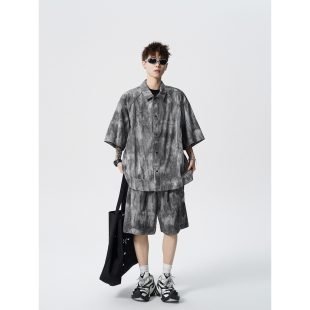 两件套男夏季 休闲短裤 高级感轻奢套装 XZ409 P75 翻领短袖 TZ06 衬衫