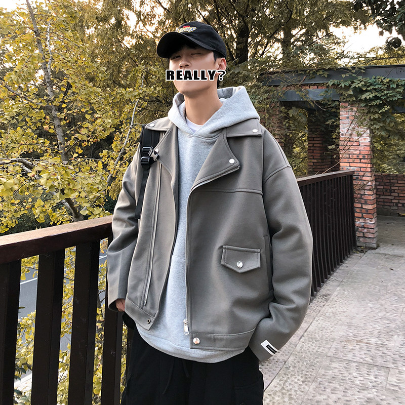 ins短款呢子大衣韩版宽松毛呢夹克男港风休闲外套404-2-DY04,男装风衣,星座409(原A307）