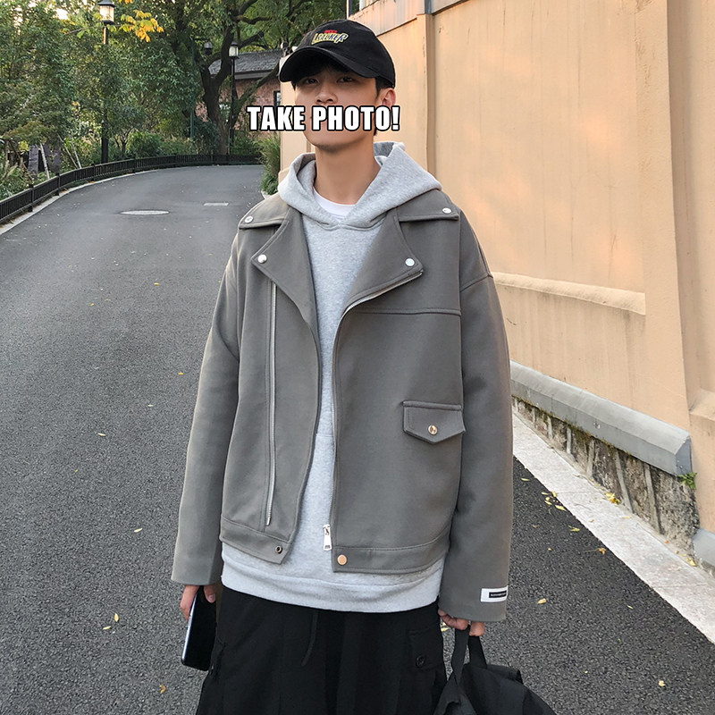 ins短款呢子大衣韩版宽松毛呢夹克男港风休闲外套404-2-DY04,男装风衣,星座409(原A307）