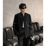 高级感立领风西装外套男秋季休闲新中式钉珠西服409-5621-P118，男装西服套装，星座409(原A307）