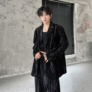 高级感丝绒休闲西装外套西服 409-XZ06-P235 上衣P135裤子P100,男装西服套装,星座409(原A307）