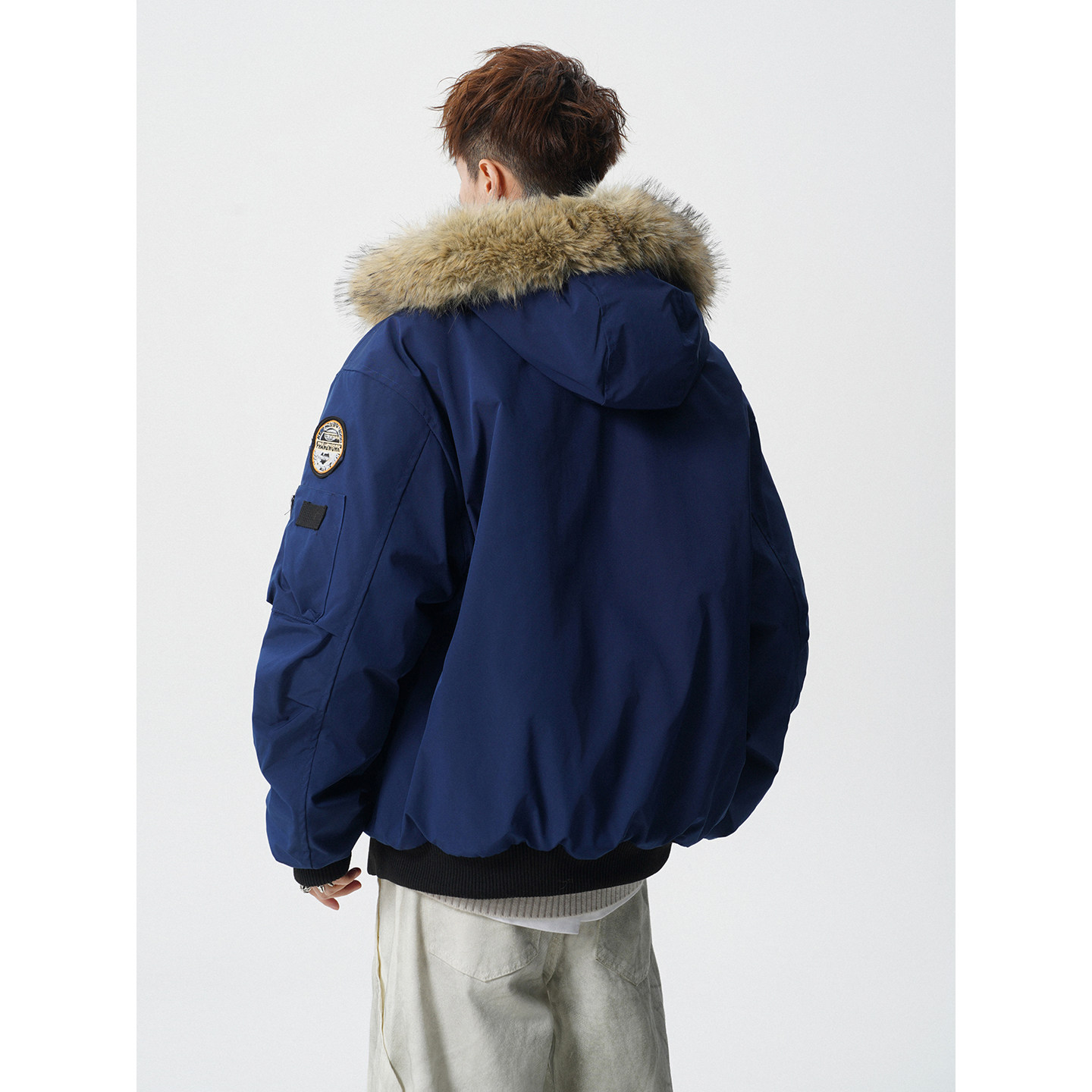 冬季加厚毛领可拆卸连帽派克服棉服男美式工装棉袄409-J230-P128,男装棉衣,星座409(原A307）