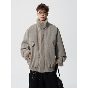 冬季座山雕夹棉棉服款麂皮夹克加厚外套男加绒棉衣 409-J229-P128图片