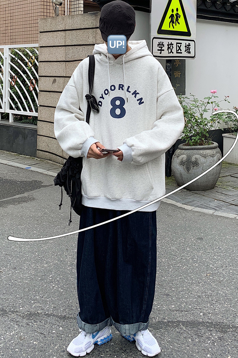 连帽原创潮牌原宿印花宽松套头男生纯色卫衣404-2-wy95,男装卫衣,星座409(原A307）