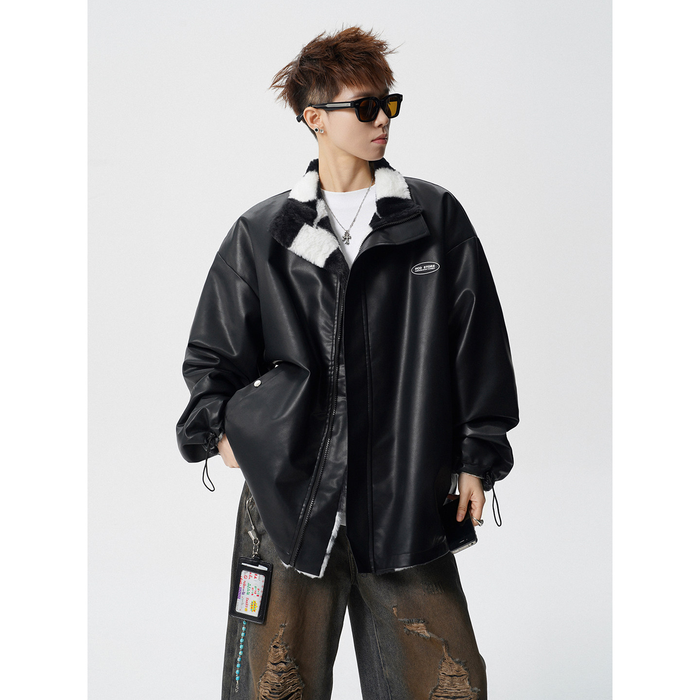 两面穿羊羔毛棉服冬季新款加厚棉衣宽松立领皮衣409-J232-P128，男装皮衣，星座409(原A307）