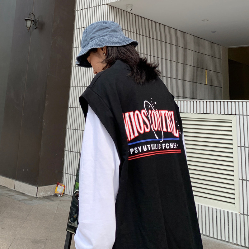2021卫衣男女宽松假两件韩版坎肩无袖上衣ins超火背心外套两件套,男装背心/马甲,星座409(原A307）