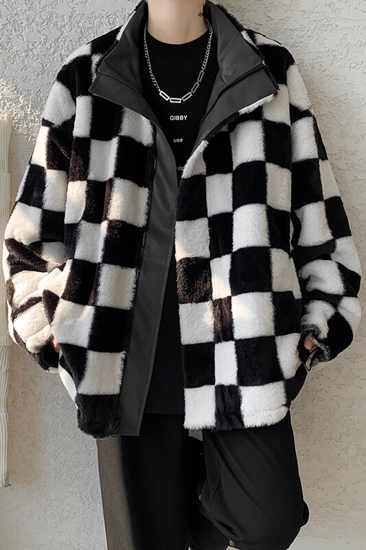 冬季新款加厚棉衣两面穿羊羔毛棉服宽松立领皮衣409-5531-p128,男装皮衣,星座409(原A307）