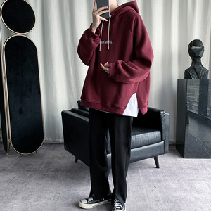 连帽原创潮牌原宿刺绣宽松套头男纯色卫衣XZ404-2-WY82-p55控价68图片
