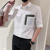 2023新款夏季衬衫男短袖潮牌修身寸衫男士衬衣A307-CS15-P58，男装衬衫，星座409(原A307）