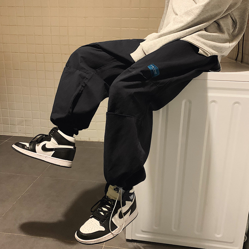 春季男士宽松抽绳束脚运动裤潮流工装百搭哈伦裤XZ404-2-Q002,男装休闲裤,星座409(原A307）
