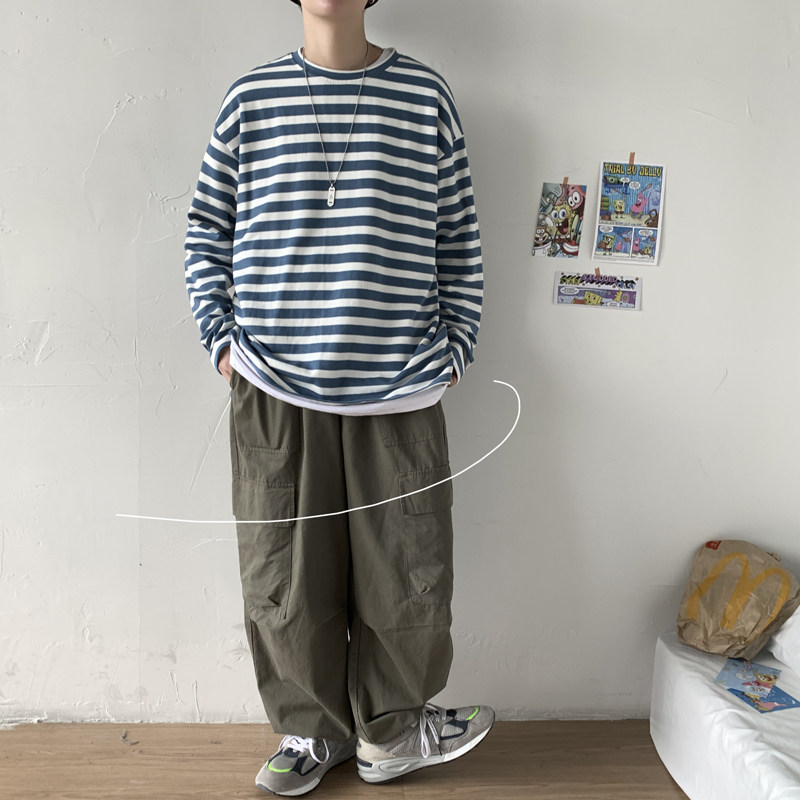 2021春薄款宽松韩版男条纹长袖上衣ins卫衣XZ404-2-TW10,男装卫衣,星座409(原A307）