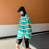港风圆领T恤上衣2021春季新款宽松长袖条纹卫衣XZ404-2-TW09，男装卫衣，星座409(原A307）