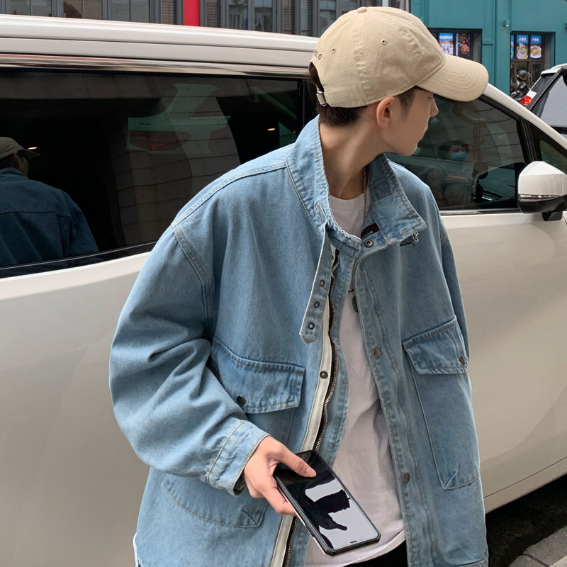 2021春季男牛仔夹克韩版潮流港风宽松bf上衣外套xz404-2-J02图片
