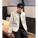 短款小香风白色外套高级感亮片宽松包边无领夹克409-5619-P118，男装夹克，星座409(原A307）