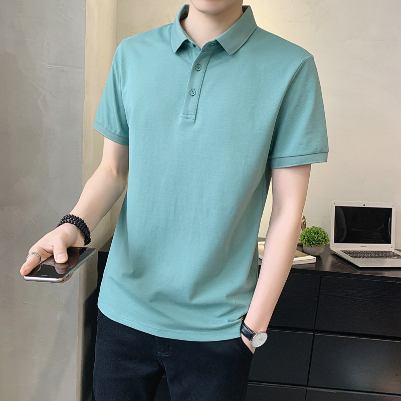 简约POLO衫男短袖修身夏季纯色翻领t恤A307-PL29-P45抖音直播,男装Polo衫,星座409(原A307）