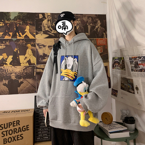 连帽加绒卫衣男早秋装新款长袖韩版宽松上衣潮外套404-2-WY32-p55图片