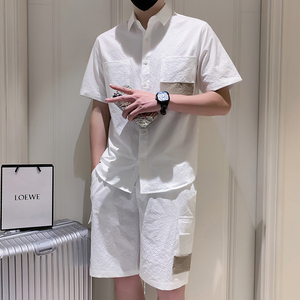 夏上新学生时尚翻领T恤套装运动休闲短裤T恤男女 A307-TZ56--P115图片
