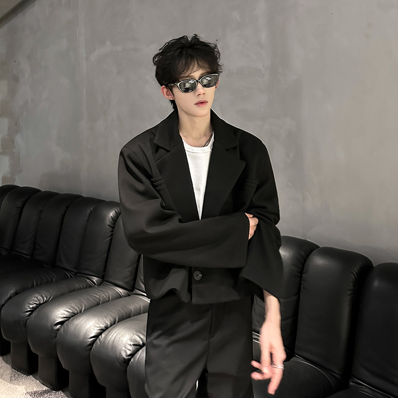 秋冬款短款西装呢子外套男高级感轻奢毛呢垫肩西服409-5610-P108，男装西服套装，星座409(原A307）