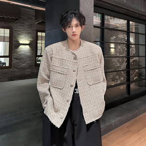 秋冬款优雅气质小香风毛边夹克男高级感开衫外套潮 409-2502-P118,男装夹克,星座409(原A307）