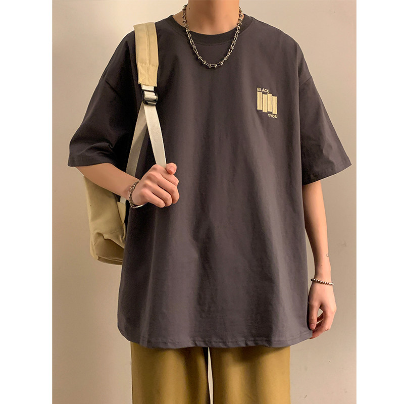 2023夏季新款字母刺绣圆领宽松短袖T恤百搭上衣男A307-TX09-P30,男装T恤,星座409(原A307）