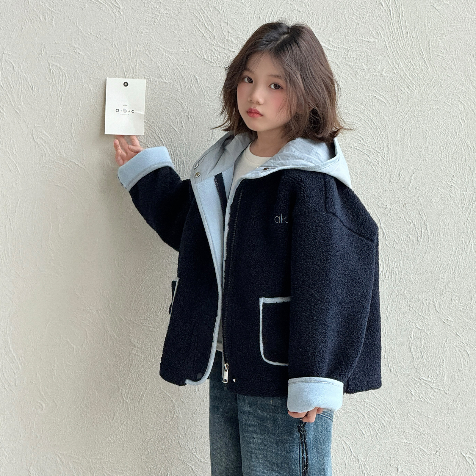 【小梨专享】女童加厚外套秋冬款2025新款加绒儿童毛毛衣Q14004