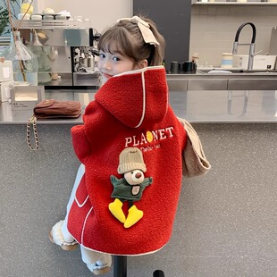 【小梨专享】2026新款加绒加厚外套女孩中长款毛毛衣DY88828