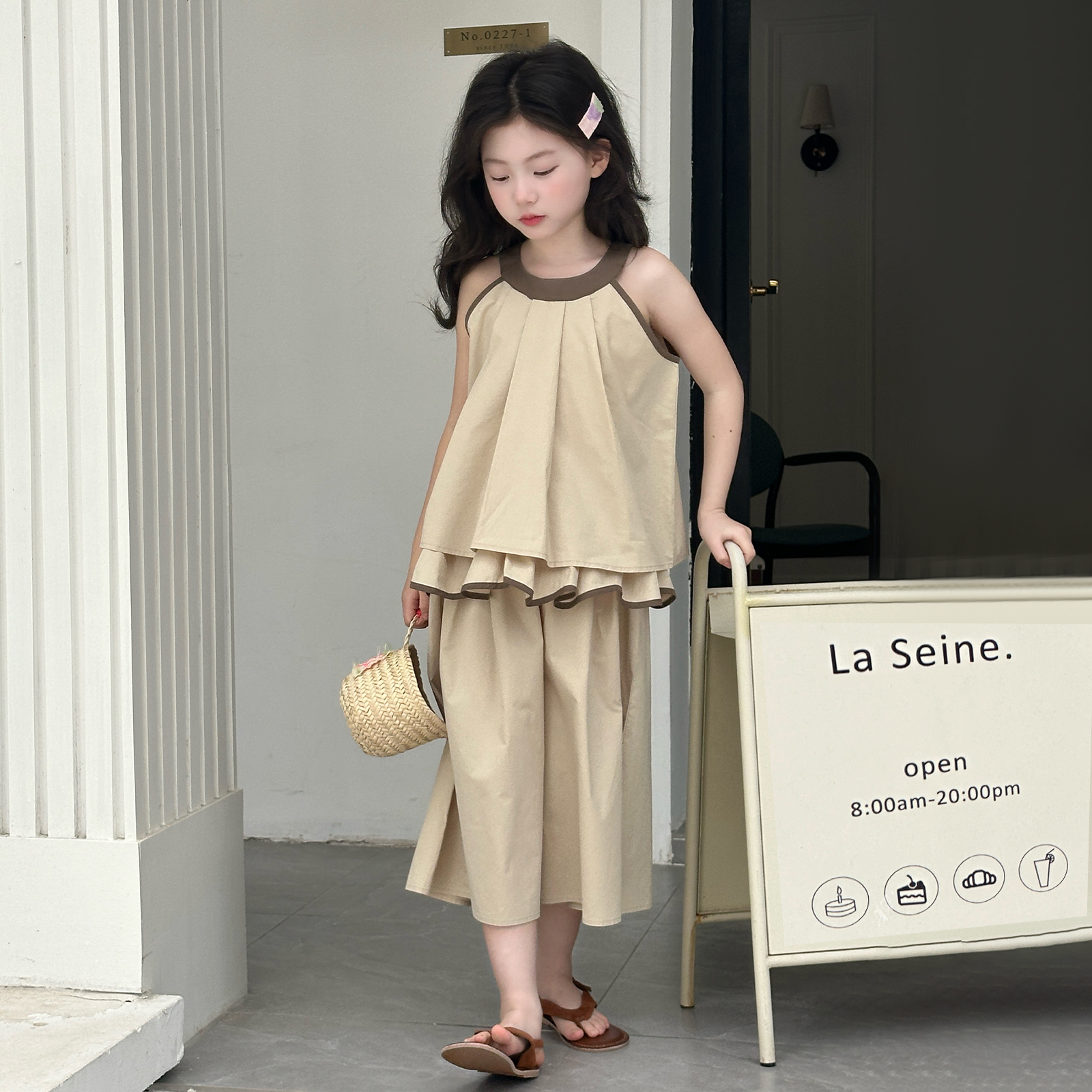 【小梨專享】女童夏季套裝2025夏季新款小女孩純色時(shí)尚套裝Q13288