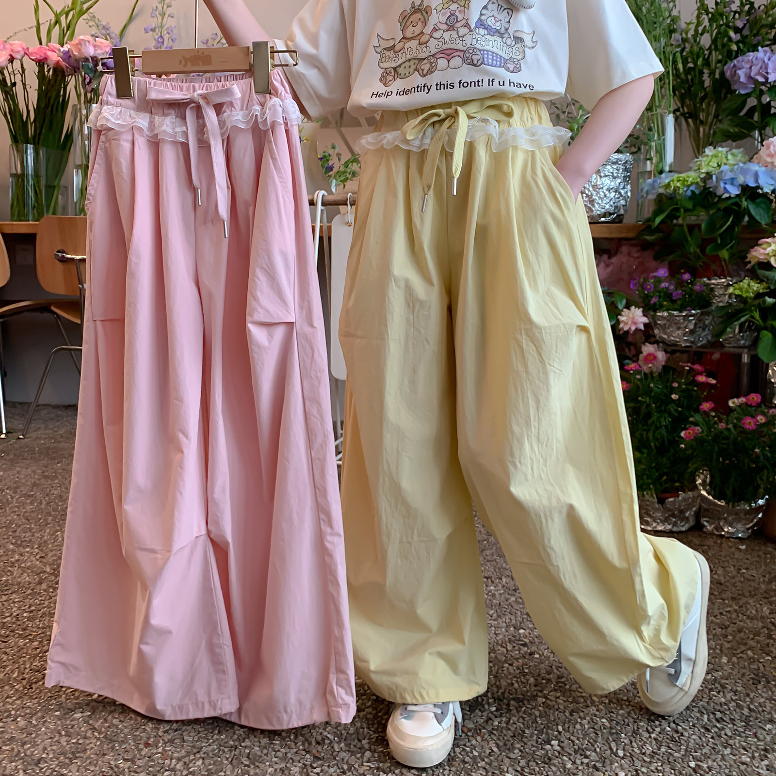 【小梨專享】女童2025夏季新款甜美風(fēng)花邊褲腰休閑長褲Q13225