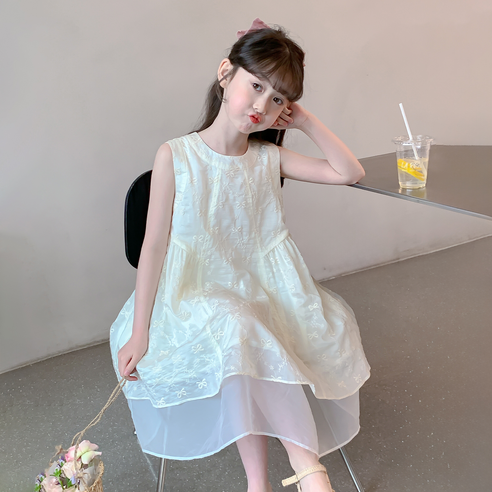 【小梨专享】女童连衣裙2025夏季简约洋气韩版薄款公主裙Q13681
