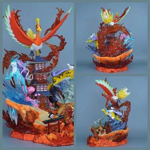 宠物小精灵 凤王三圣兽 雷公炎帝水君 亲卫队 雕像场景模型手办