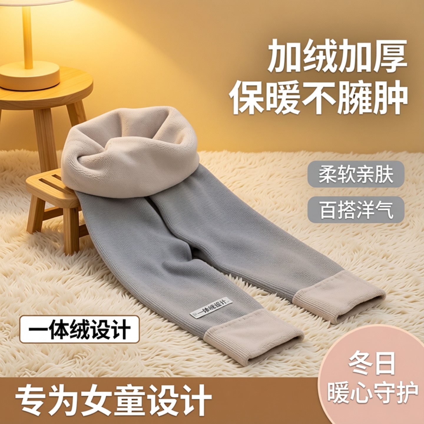 女童打底裤冬款加绒加厚保暖裤女宝宝洋气百搭儿童一体绒外穿裤子