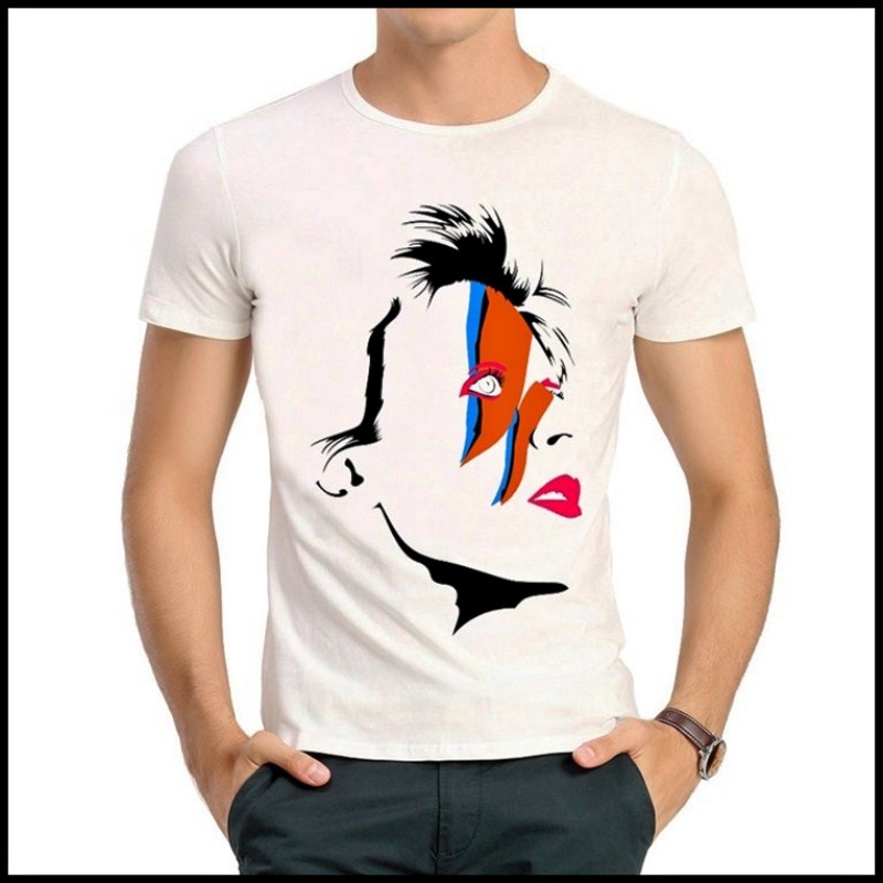David Bowie T-shirt 大卫 鲍威 T恤 白色 短袖 鲍威 T恤 男女图片