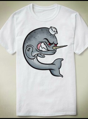 Angry Narwhal 独角鲸 - 短袖 个性 定制 DIY Tee T-Shirt T恤