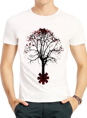 红辣椒乐队T恤衫圆领白色印花短袖春季成人儿童衣服 RHCP T-shirt