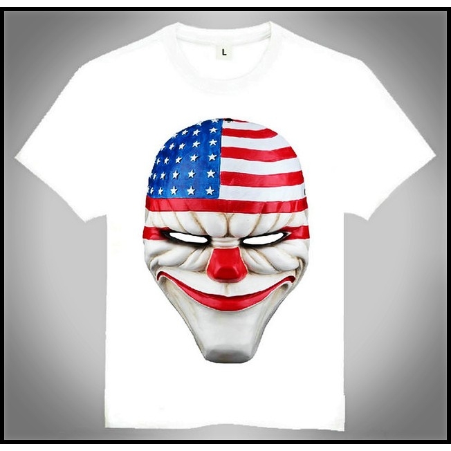 PAYDAY2T-shirt收获日T恤欧美潮流T恤收获日面具T恤