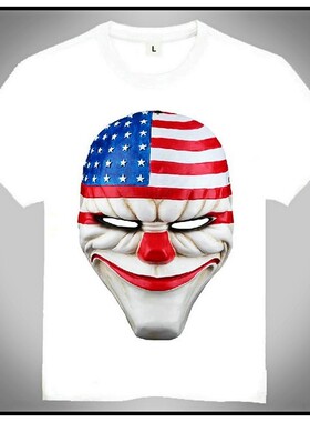 PAYDAY2T-shirt收获日T恤欧美潮流T恤收获日面具T恤