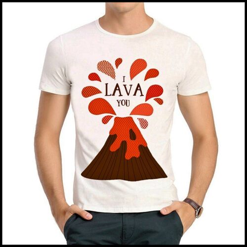 I LAVA YOU T-shirt 火山岩浆 T恤 白色 短袖 我喜欢你 T恤 男女