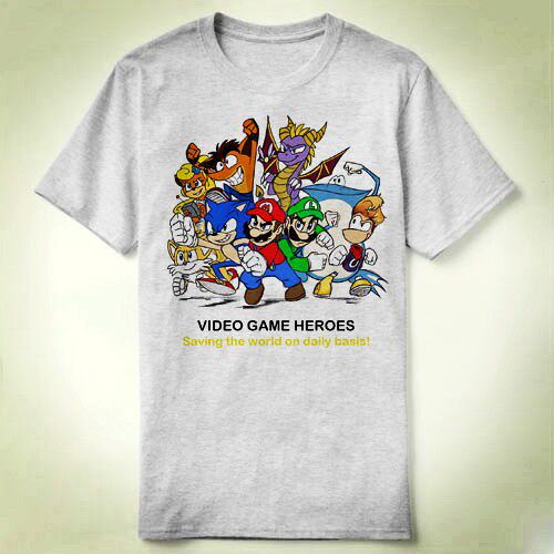 VIDEO GAME heroes mario rayman crash Tee Shirt衣服T恤成人6