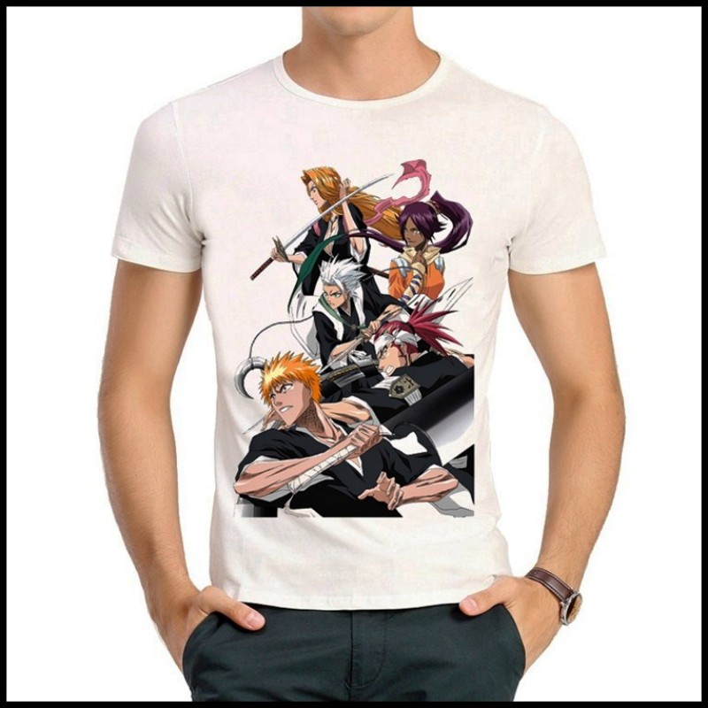 BLEACH T-shirt 死神 T恤 白色 T恤 动漫 T恤 黑崎一护 T恤 男女图片
