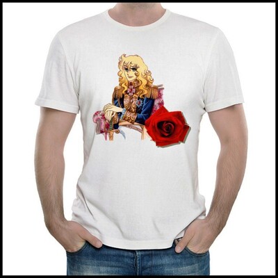 Lady Oscar T-shirt 凡尔赛玫瑰 T恤 动漫T恤 白色 短袖 T恤 男女