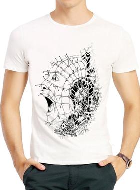猛鬼追魂T恤白色电影印花钉头鬼短袖圆领衣服 Hellraiser T-shirt