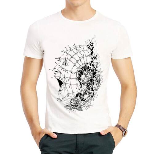猛鬼追魂T恤白色电影印花钉头鬼短袖圆领衣服 Hellraiser T-shirt