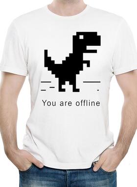 you are offline印花短袖圆领程序员趣味恶搞T恤白色休闲衣服男女