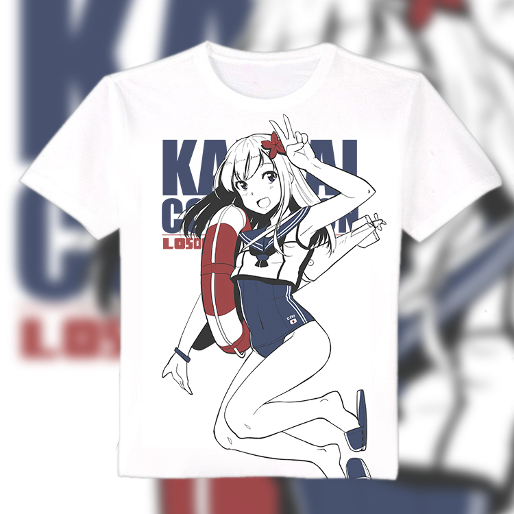 舰队collection 舰娘 吕500 动漫周边白色长短袖 夏季圆领男女T恤