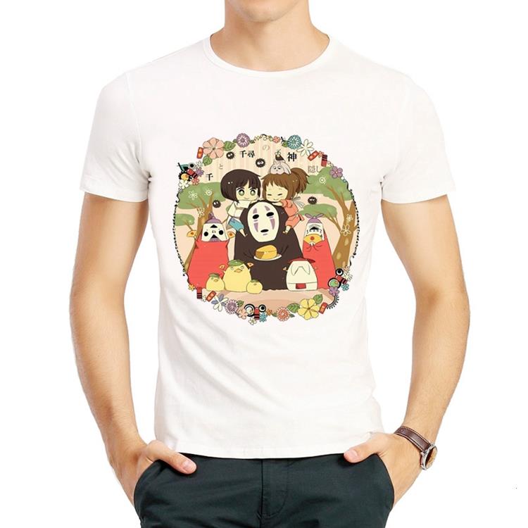 千与千寻T恤白色宫崎骏圆领短袖印花无脸男衣服男女spirited away