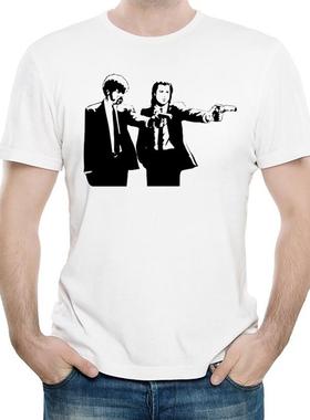 低俗小说T恤白色昆汀电影短袖圆领衣服男女Pulp Fiction t-shirts