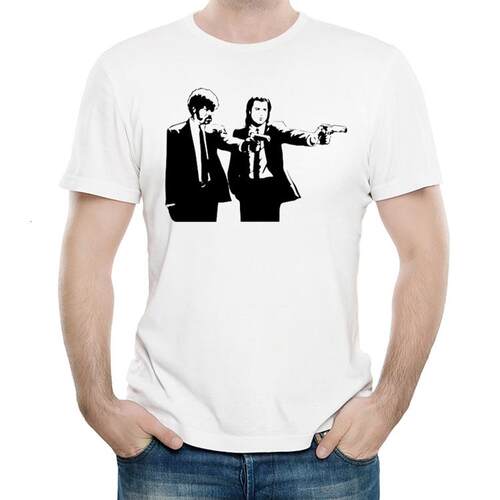 低俗小说T恤白色昆汀电影短袖圆领衣服男女Pulp Fiction t-shirts