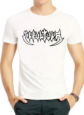 埋葬乐队T恤白色圆领短袖春夏阿美咔叽衣服男女SEPULTURA T-shirt